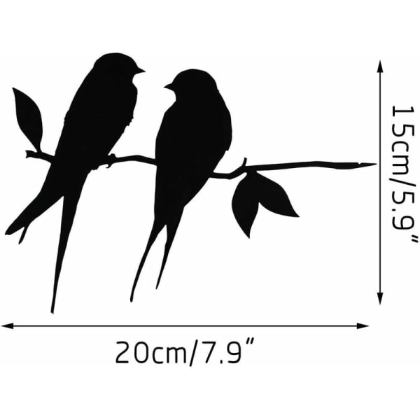 2 stk. Konstsilhuetdekoration metal dyresilhuet metal fugl stålsilhuet, stålgren fugledekoration til hjem og