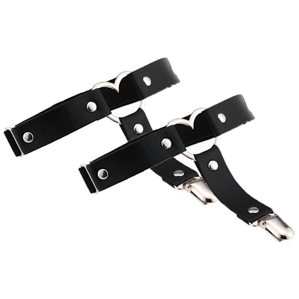 2 st Hjärtformade Benstrumpeband Band Strumpebälte PU Läder