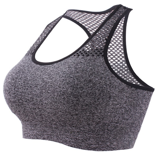 Dame Sport BH med Delvis Dækning Uden Stålring Mesh Snyd Grå M Gray