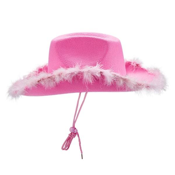 Dam Tiara Cowboyhatt Western Fest Hatt Tillbehör Disco Kostym Cowboyhatt Rosa