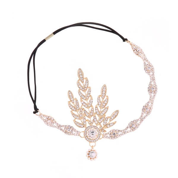 Art Deco 1920-talsklaff Great Gatsby Inspired Leaf Medallion Pearl Headpiece Pannband guld