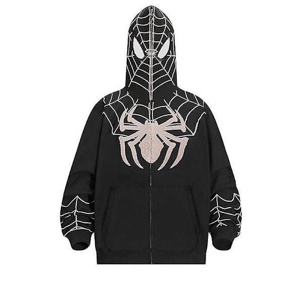 Spiderman hettejakke for menn Trykt hettejakke Streetwear CMK Svart Black L