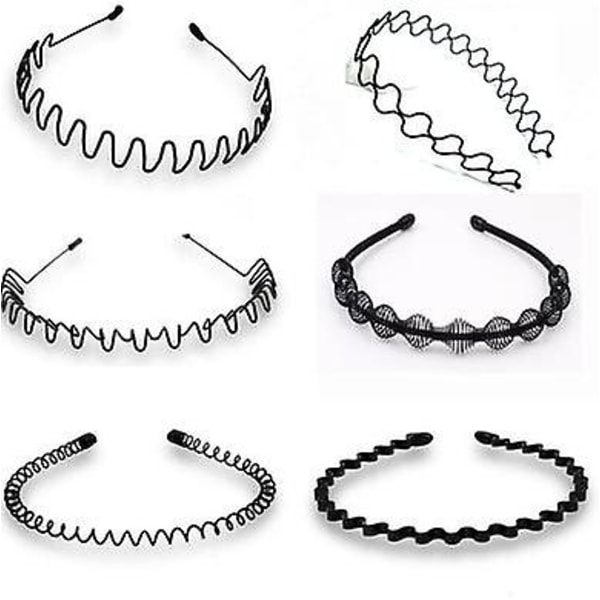 6 stk. hårbøjle, metal hårbånd til mænd og kvinders pandebånd, skønhedspleje, unisex