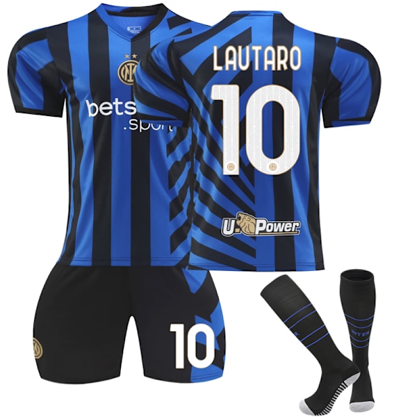 2024-2025 Internazionale Milano Hjemmefodboldtrøje til børn Nr. 10 Lautaro 18 home