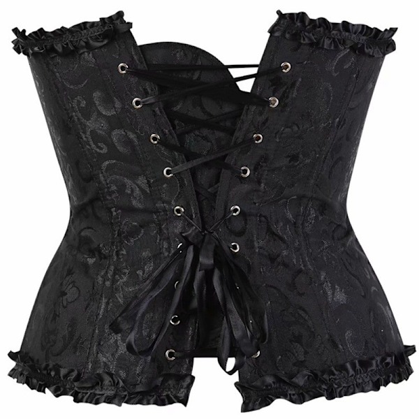 Blomsterkorset til kvinder, stropløs bh, bh-støtte, samlet jacquard fiskebensformet shapewear, talje-cinching, blonderet court korset L