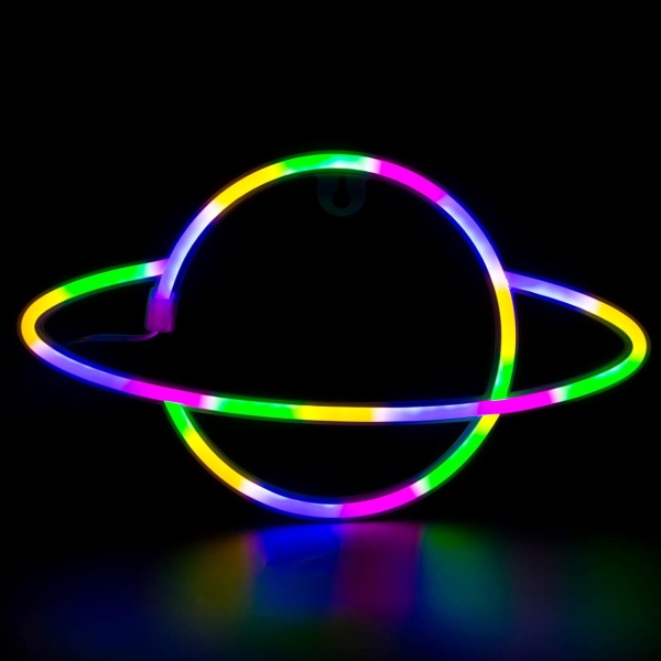 Neon Signs Planet Lights for Bedroom Wall Decor Battery & USB