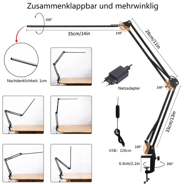 Highly Adjustable Office Lamp, Aluminum Heat Dissipation, Energy-Saving LED Desk Lamp for Your Home Office, Crafts, and Design Needs-FA-