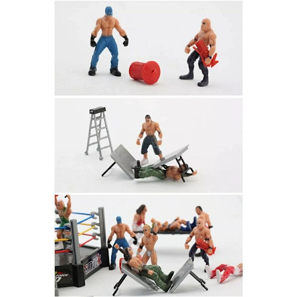 WWE Wrestler Ring Gladiator Scen Figur Sæt monterede legetøj Four-way ring