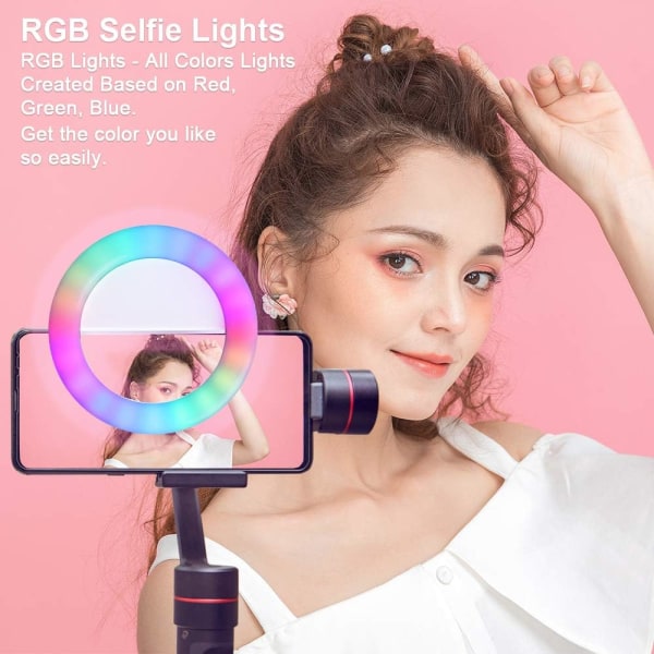 RGB LED Fill Light Selfie Ring Clip, Lysstyrke Justerbar mere