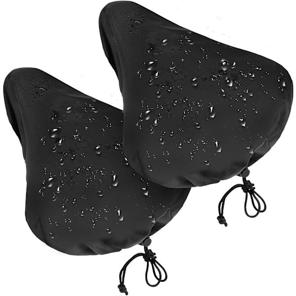 2-pack Vattentätt Regn- och Dammskydd Cykelsits Sadelöverdrag med Dragsko-FA5- Svart