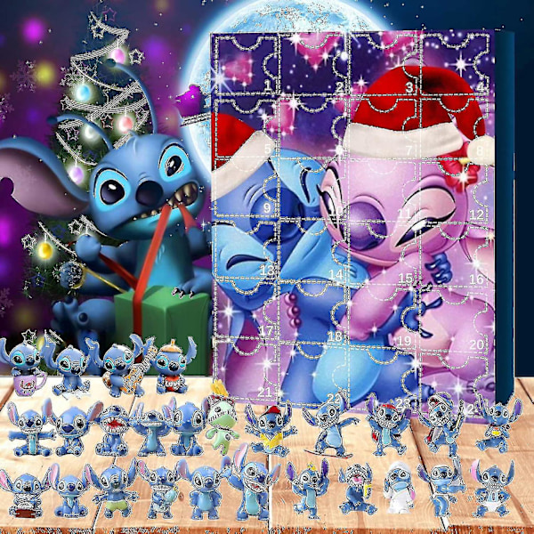 Lilo & Stitch Julkalender med 24 figurer - Cartoonleksaker Ornament Nedräkningskalender-sz3 A