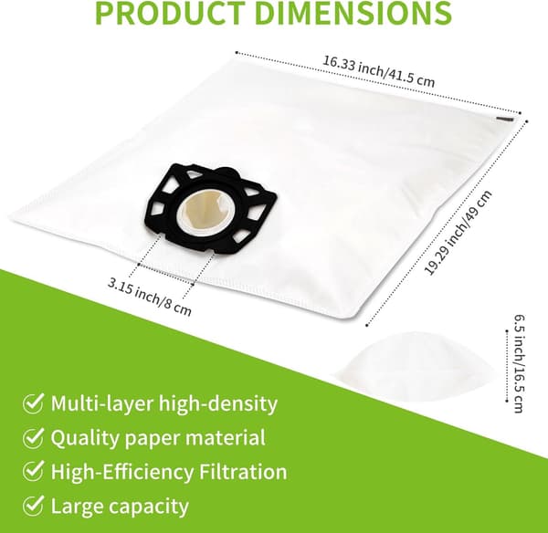 10 st dammsugarpåsar för Kärcher dammsugare wd4 wd5 wd6 mv4 mv5 mv6-FA-
