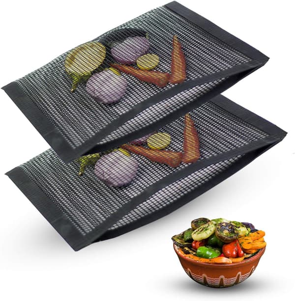 2 st BBQ Mesh-väska - Utomhus matlagningsväska, Non-Stick BBQ-FA7-