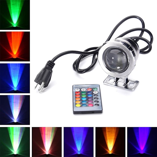10w Rgb Multicolor Vattentät Undervattensljus Led Landskap Fontän Damm Lampa Spotlight