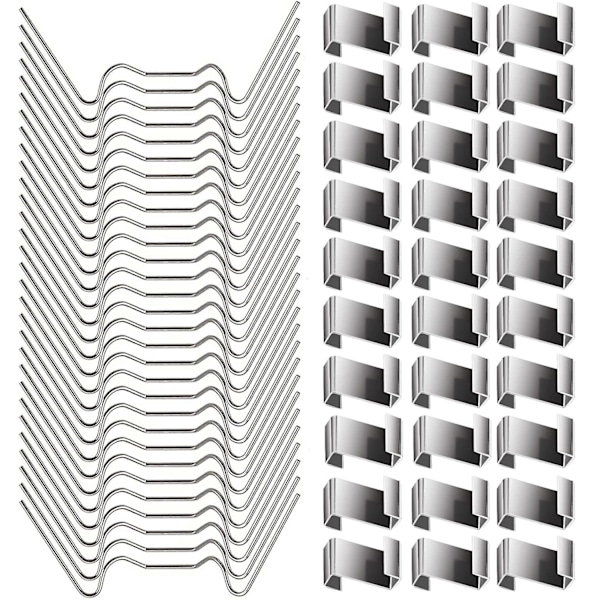 100 stk Drivhusklemmer for glass - rustfritt stål Drivhusvindusklemmer Glassrutefester - 50 stk drivhus