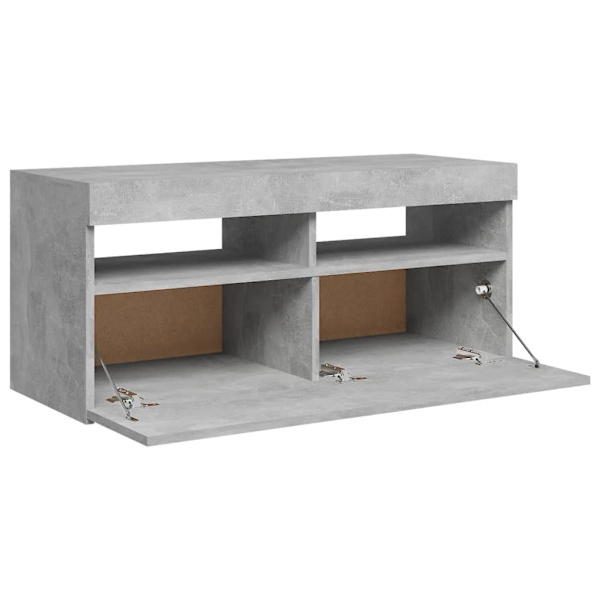 vidaXL TV-bänk med LED-belysning betonggrå 90x35x40 cm gray 19420