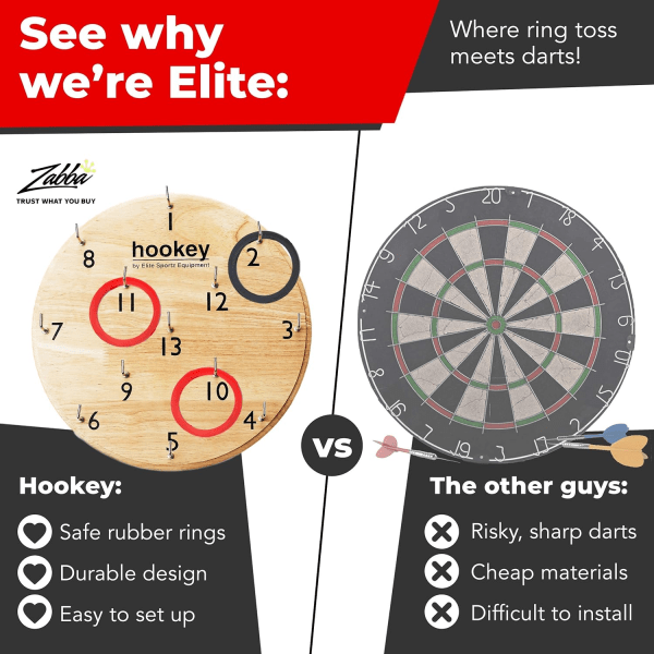 Elite Ring Toss-spel för vuxna och barn - Väggspel för inomhusbruk