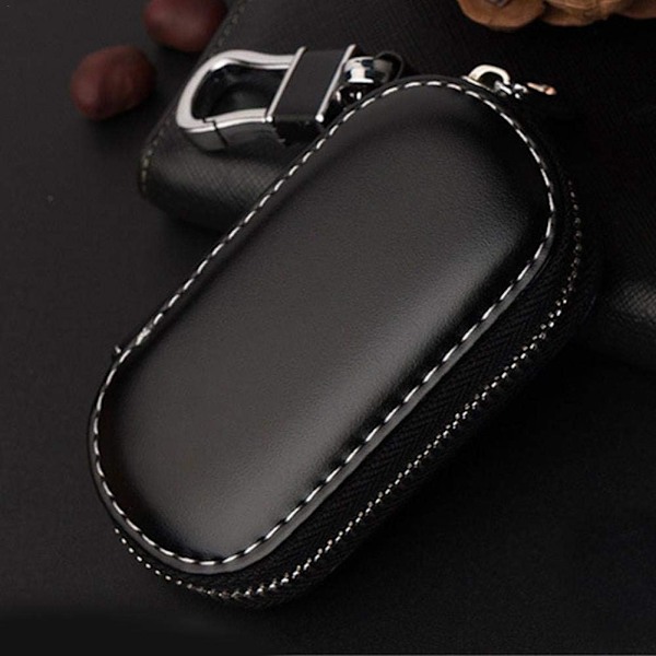 Bilnyckelväska, Multifunktionell läderväska för bilnycklar, Universal Keyless Entry Key Fob Pouch, Bil RFID-nyckelskyddstillbehör