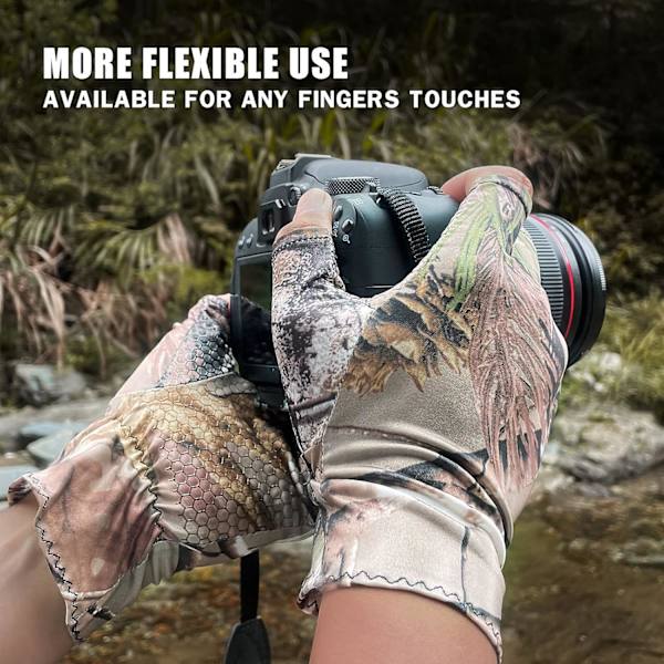 1 Par Fiskehandsker (Tilfældigt Mønster Camouflage), Skridsikker Camouflage Jagthandsker, Handsker til Fiske, Jagt, Camping U