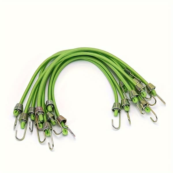 10 tommer elastiksnore med kroge 12 stk grøn 12pcs Green