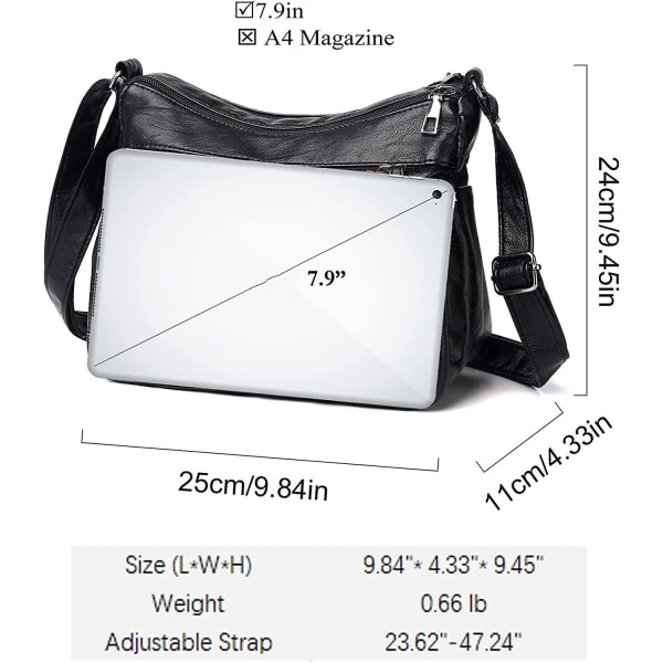 Kvinnors Liten Messenger Bag i PU-Läder, Axelväska, Plånboksväska, Crossover, Lätt, Multifickor