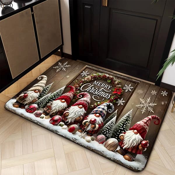 Julemanden skridsikker dørmåtte 40x60cm polyester maskinvaskbar 40x60cm
