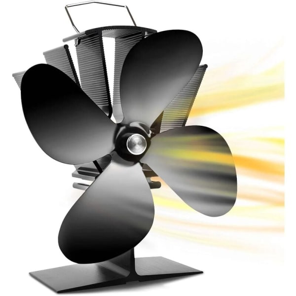 Wood Stove Fan Heat Powered 4 Blades for Burner/Logs/Fireplace,