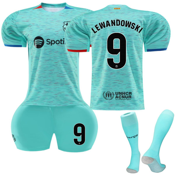 2023-2024 Barcelona Børneudebanetrøje nr. 9 Lewandowski 22