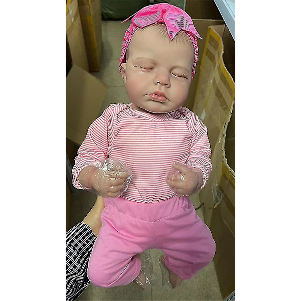 49 cm Nyfödd Babyflicka Docka Reborn Loulou Sover Mjuk gosig kropp Naturtrogen 3d-hud med synliga ådror Högkvalitativ handgjord docka