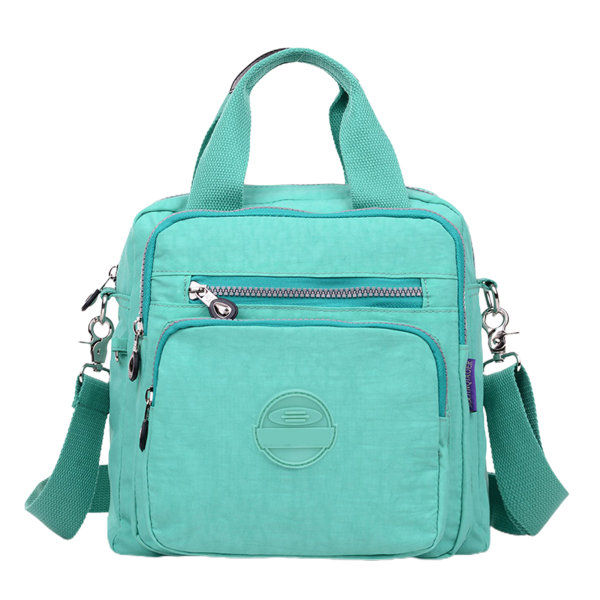 Casual nylon, resväska med stor kapacitet, vattentät handväska, 2-vägs slits lake green