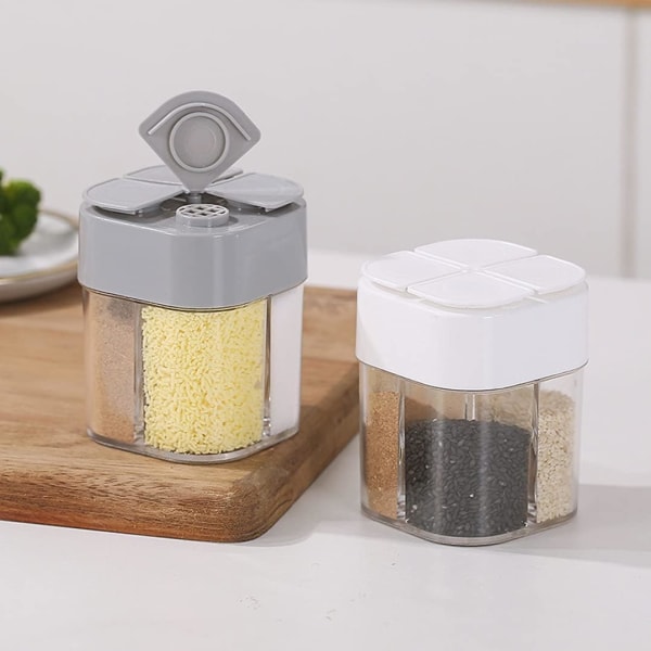 4-i-1 plast salt- og pepperkrydderbeholder for utendørs matlaging