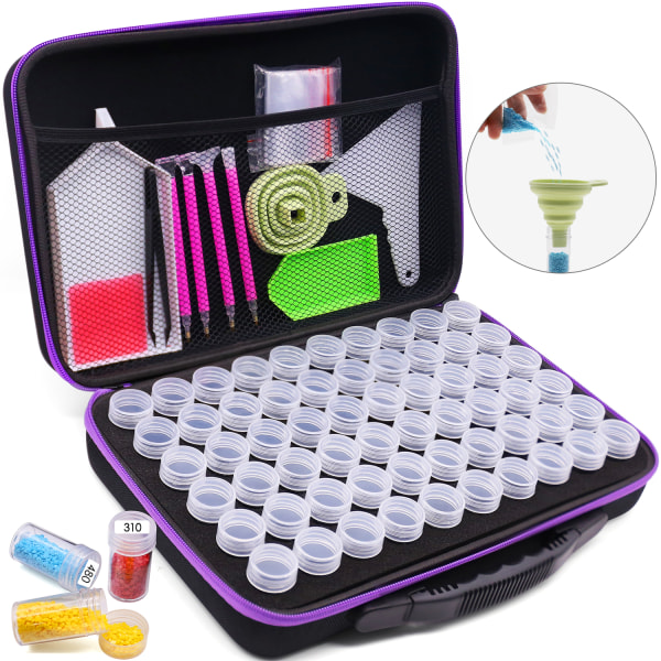 Diamantmaleri verktøy tilbehør oppbevaringsboks 7/15/30/60 spor perler oppbevaringsflasker etui for DIY diamantmaleri with Tools & 60 Bottles