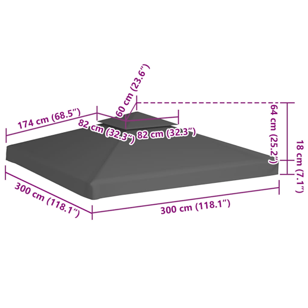 vidaXL Paviljongtak med ventilation 310 g/m² 3x3 m taupe Taupe 3600