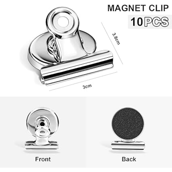 Magnetklemmer 12 stk, Stærke køleskabsmagnetklemmer Perfekt magnetklemme Køkken Køleskab Fryser Ridsebestandige magneter Whiteboardmagneter til hjemmekontorsskole