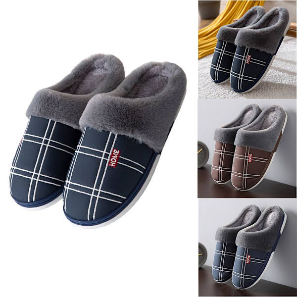 Vinter Herre Bomulls Hjemmesko Holder Varme Gulv Sko Kaffe 48-49 coffee