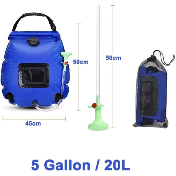 Camping Solarduschpåse 5 gallon/20L - med duschhuvud