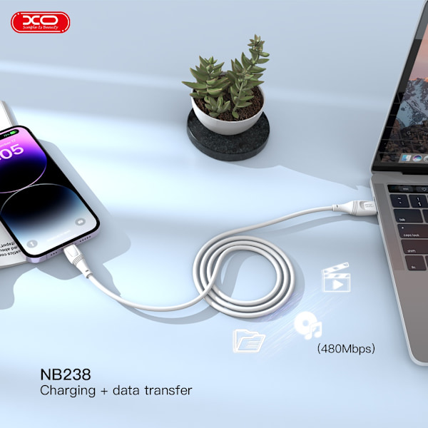 3m USB-C Snabbladdningskabel, Samsung, Android, iPhone white 85