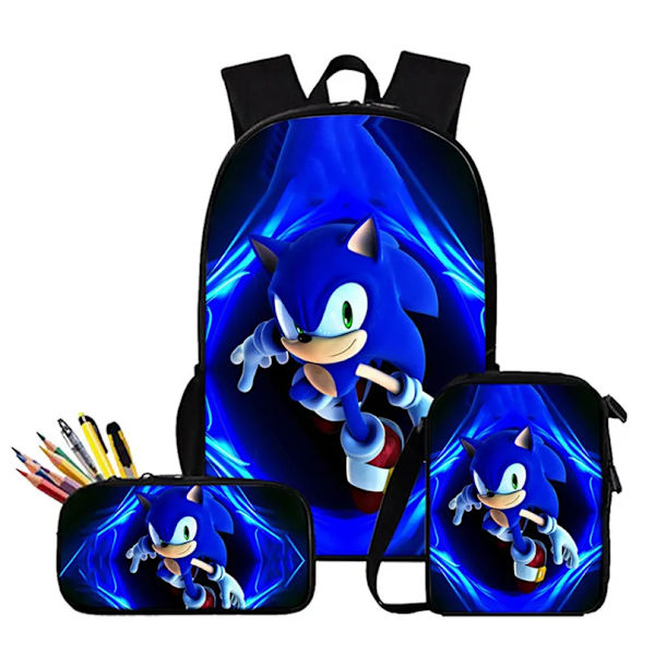 3 stk 3D Print Super SONIC Rygsæk Skuldertasker Etui