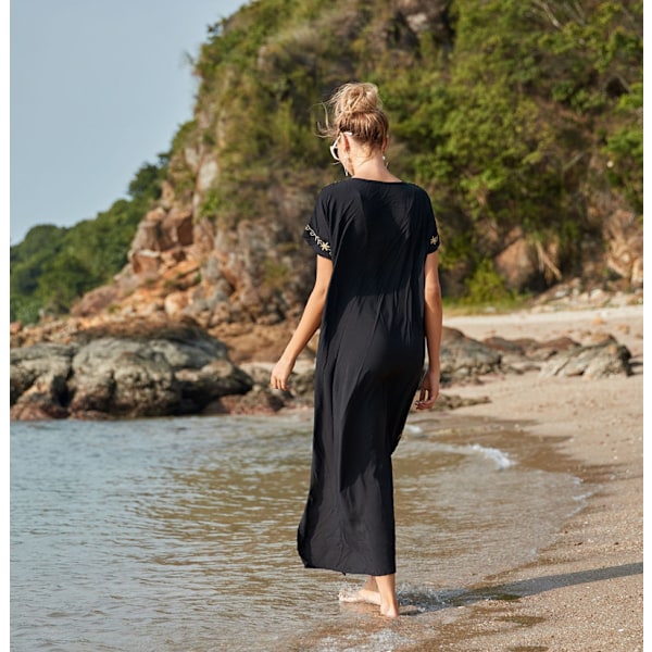 Kvinnors strandklänningar bomull maxi elegant boho lång bikiniöverdrag