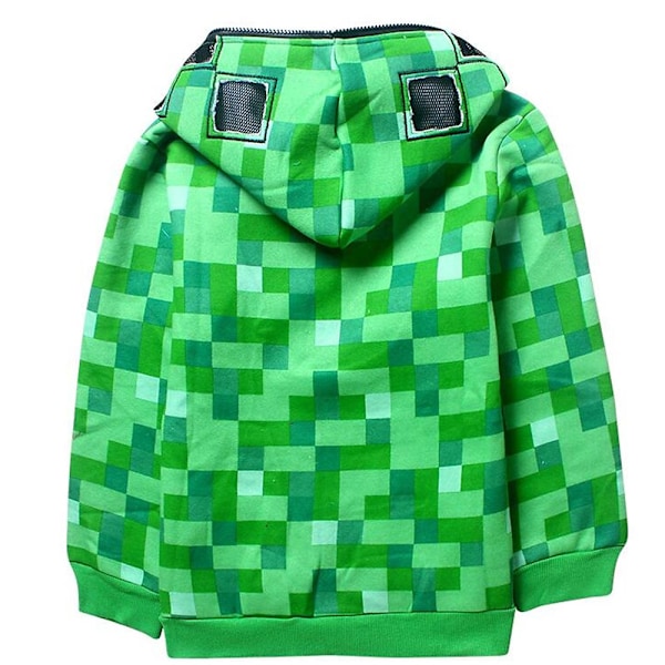 Minecraft Creeper Lasten Pitkähihainen Huppari Takki Vetoketjulla 130cm