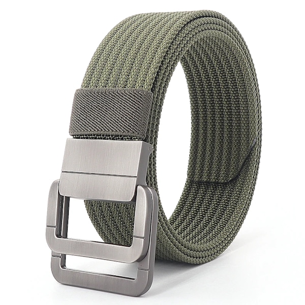 110-170 cm Långt Punk Canvas Bälte Nytt Herr Dam Jeans Dekorativ Dubbelring Metall Spänne Bälte Mode Gatustil Vild Midjeband Armégron Army green 130cm