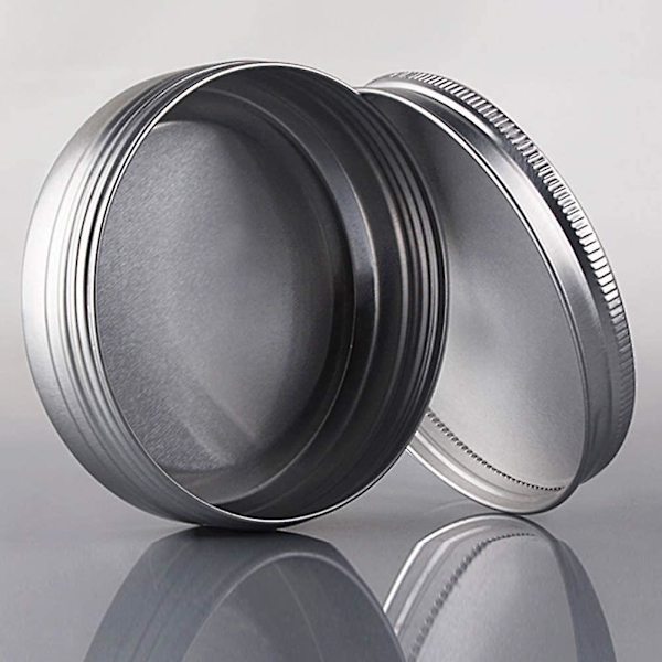 14 stk. 60 ml aluminiumsdåser, runde aluminiumsdåser, kosmetiske beholdere med skruelåg til gør-det-selv-håndværk, rejseopbevaring Platina