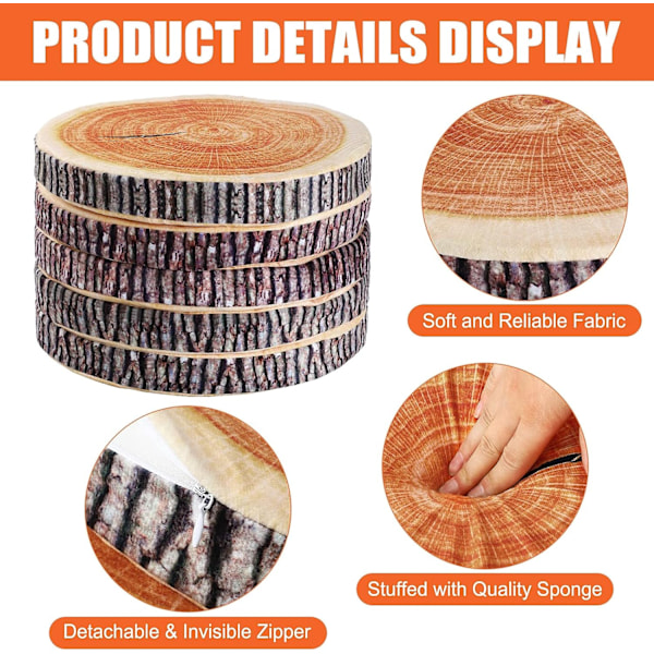 Kreativ design av naturligt trä, rund lång kudde, kudde Round