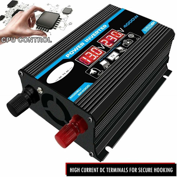 4000w Inverter 12v til 220v/110v LED Bilstrøm Inverter Konverter Oplader Adapter Dobbelt USB Spændingsomformer Modificeret Sinusbølge 12V-220V