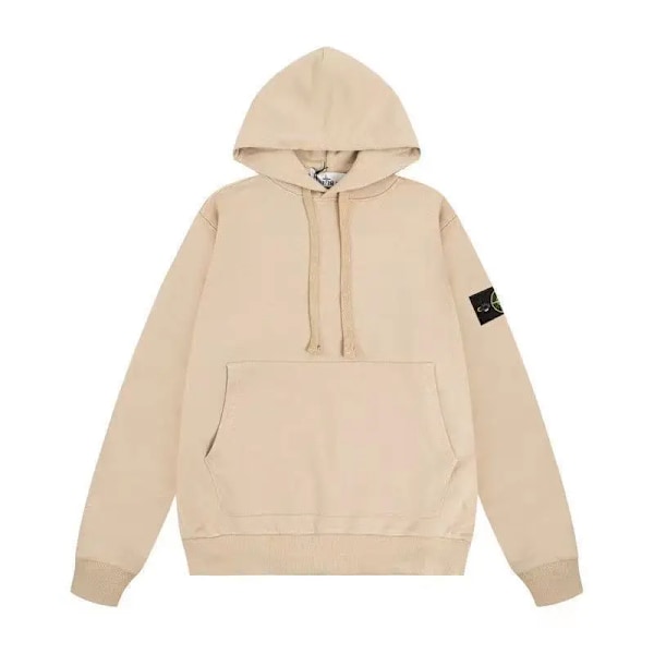 Sten Trendig Amerikansk Stone Island Emblem Huvtröja i Ren Bomull for Menn og Kvinner High Street Loose Coat Hoodie APRICOT APRICOT APRICOT APRICOT XXL