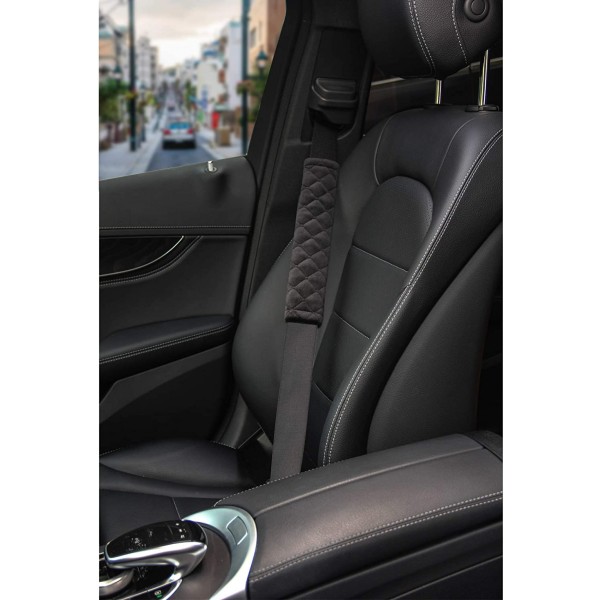 Mjukt bilbältesskydd Säkerhetsbältes cover 2 st för en mer bekväm körning kompatibel med alla bilar och ryggsäck Svart