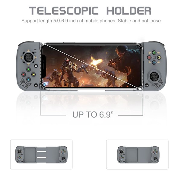 Trådløs håndkontrol til Android, iPhone, Bluetooth Gamepad Joysticks til Samsung Galaxy 22/21/20, iPhone 14/14 Plus/14 Pro/14 Pro Max/13 Pro Max, COD Grey