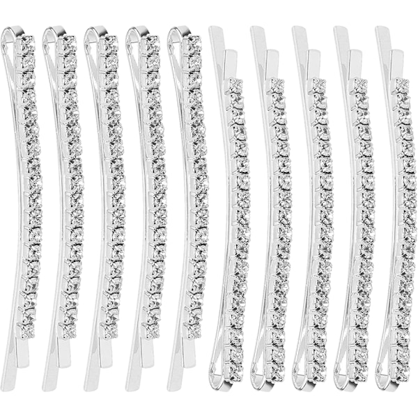 10 stk Rhinestone Bobby Pins, Små Klare Krystall Bobby Pins Bulk Skinnende Hårklipp Brud Hårtilbehør Hårklipp Dekorasjon for Kvinner Jenter