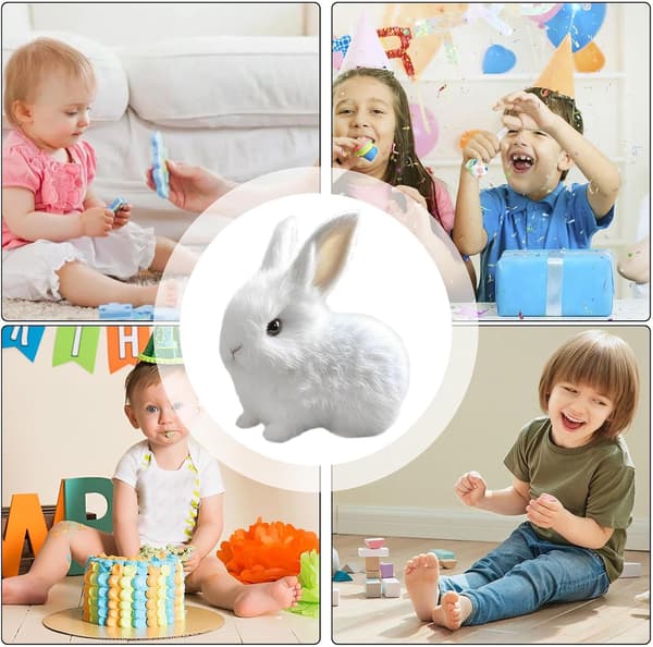 Interactive Bunny Plush Toys, Realistic Hopping Rabbit Toy, Interactive Rabbit Toy for Easter, Electric Rabbit Toys (Pink)-FA- white
