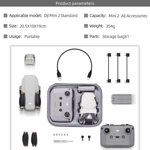 Mini 2 SE Vanntett Veske Støtsikker Oppbevaringsveske Beskyttende Hard Case for DJI Mini 2 SE / Mini 2 Drone og Fjernkontroll